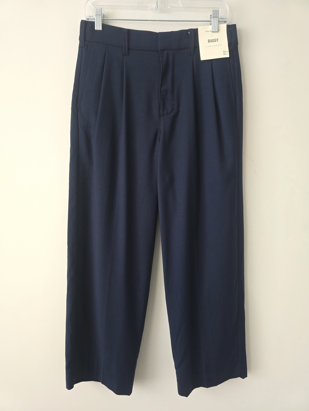 Abercrombie Pleated Wide Leg Trouser Navy Size 30 NWT